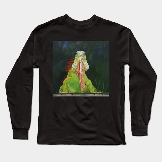 Iguana with Attitude Long Sleeve T-Shirt by KarenZukArt